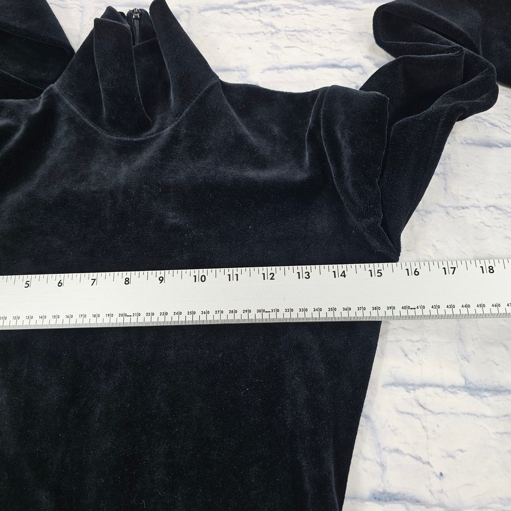 DKNY Velvet Catsuit Womens S Black Mock Neck Sleek VINTAGE Jumpsuit Luxe - Picture 8 of 13